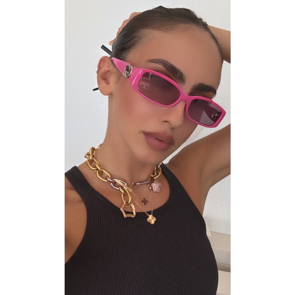 NEW Gucci GG1661S Pink Slim Logo Sunglasses - Picture 2 of 8